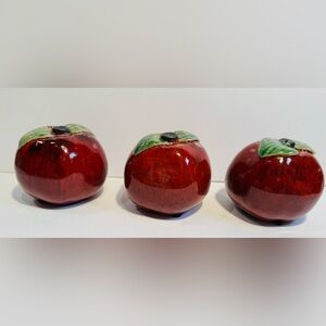 B.C. Red Apple Ceramic Decor Set of 3